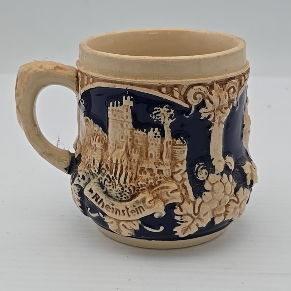 Vintage Reinhold Merkelbach Ceramic German Punch Tureen Gluhwein Mug Blue Tan